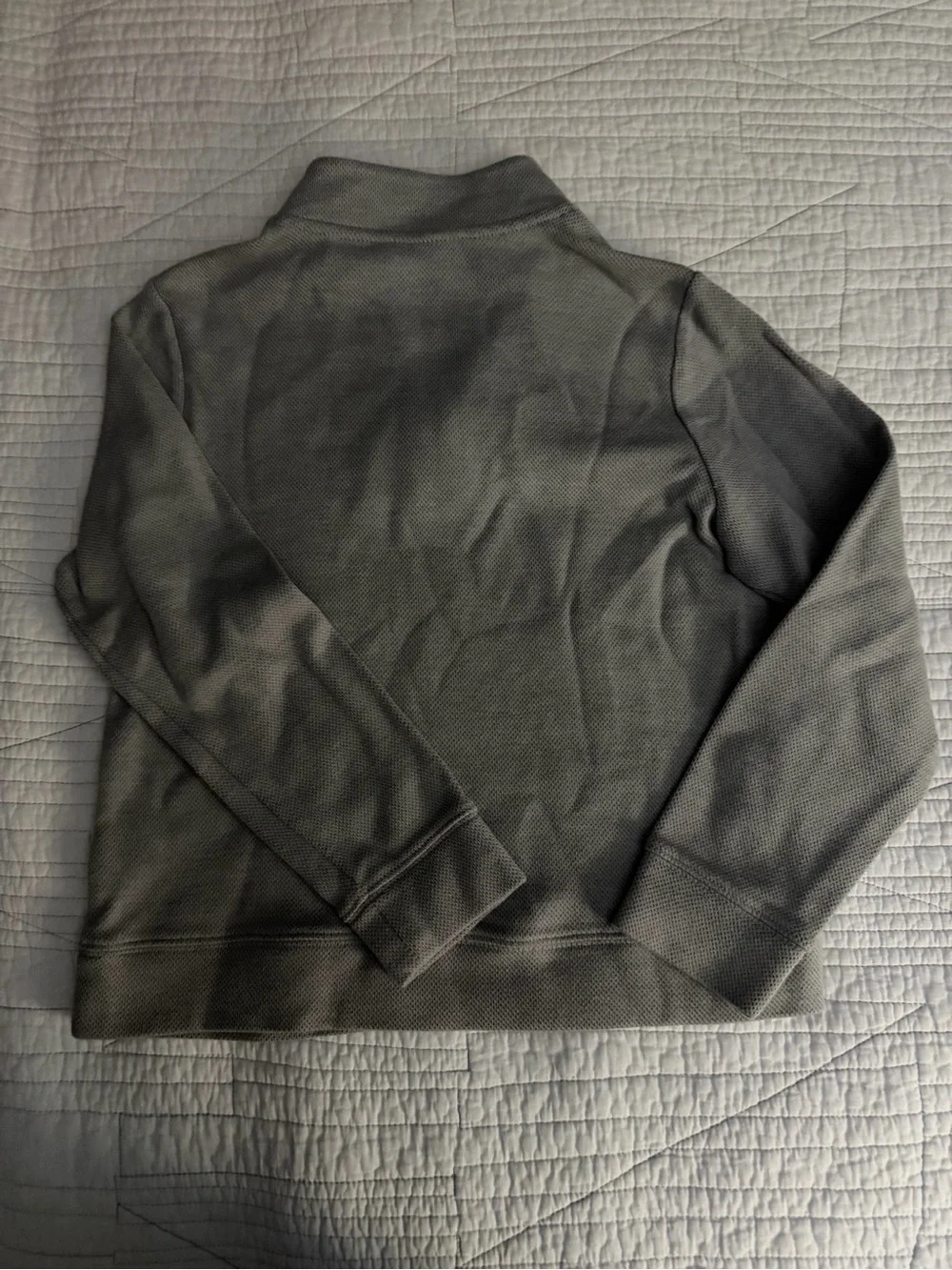 Vineyard Vines Boys Gray Quarter-Zip Sweater with Navy Collar Accent
